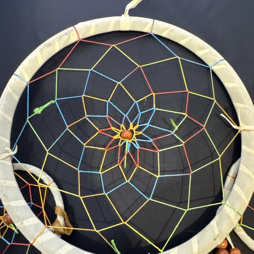DREAM CATCHER - Handmade NWT Rainbow String Multicolor Fearhers- Wall Hanging -